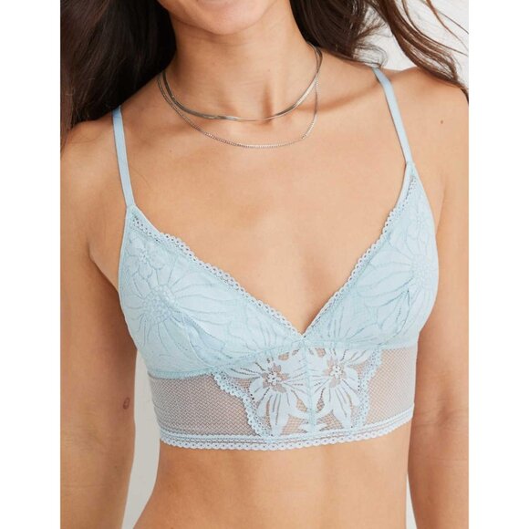 NWT Aerie Hibiscus Lace Padded Longline Bralette - Picture 1 of 5